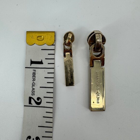 Versace Set Gold Metal Zipper Sliders - Picture 2 of 2